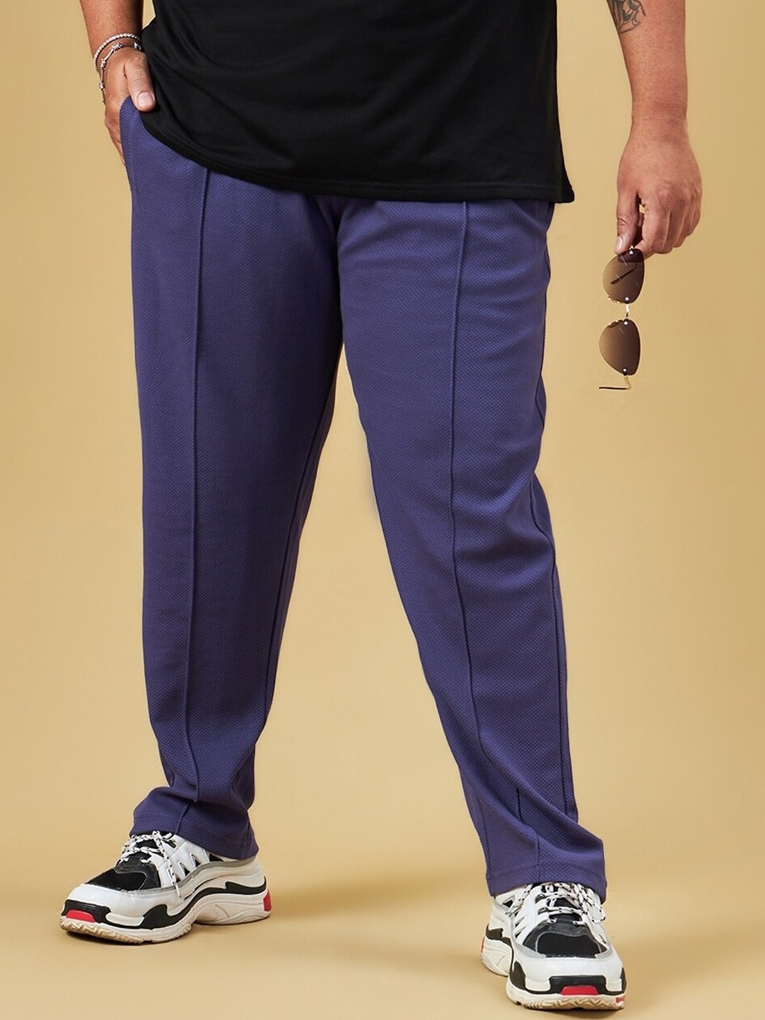 

Bewakoof Men Plus Size Track Pants, Blue