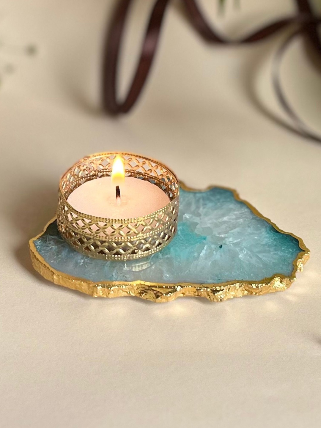 

HOMEARTE Blue Stoneware Tea Light Candle Holders