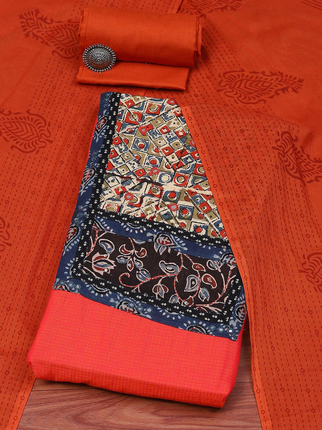

Biba Ethnic Motifs Printed Unstitched Dress Material, Red