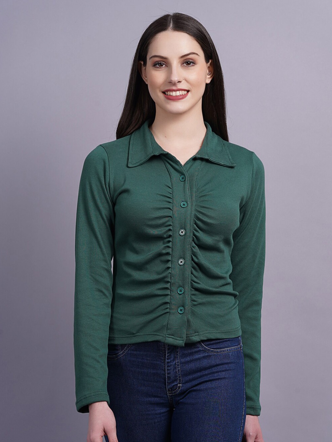 

SIGHTBOMB Cotton Shirt Style Top, Green