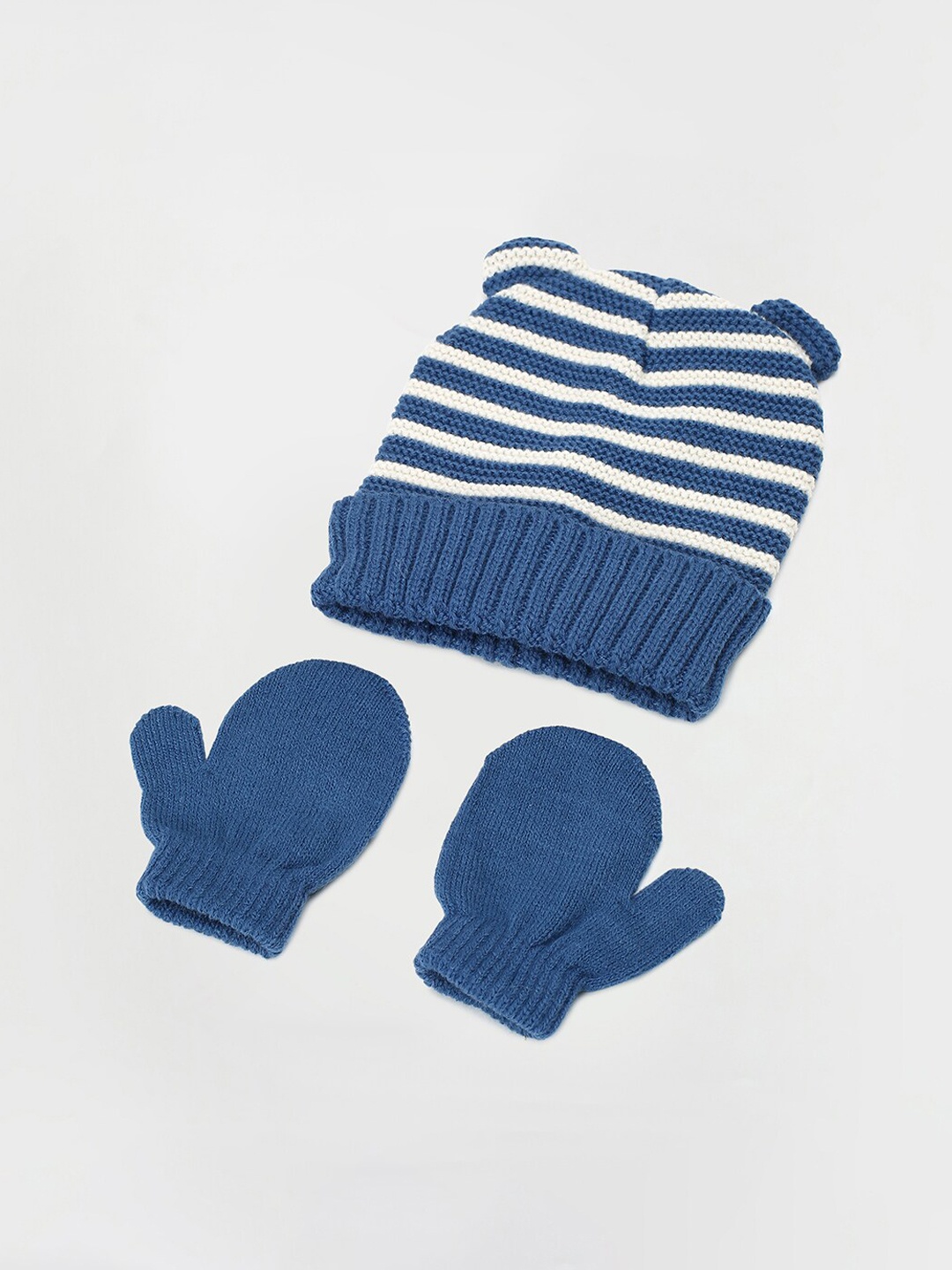 

max Boys Pack Of 2 Acrylic Mittens With Beanie, Blue