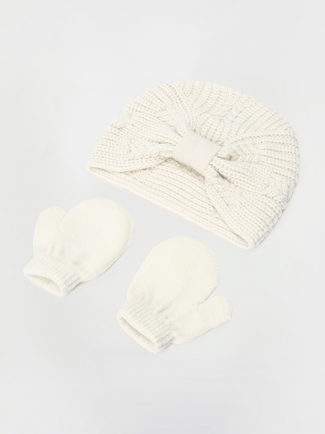 

max Girls Pack Of 2 Knitted Mittens & Beanie, White