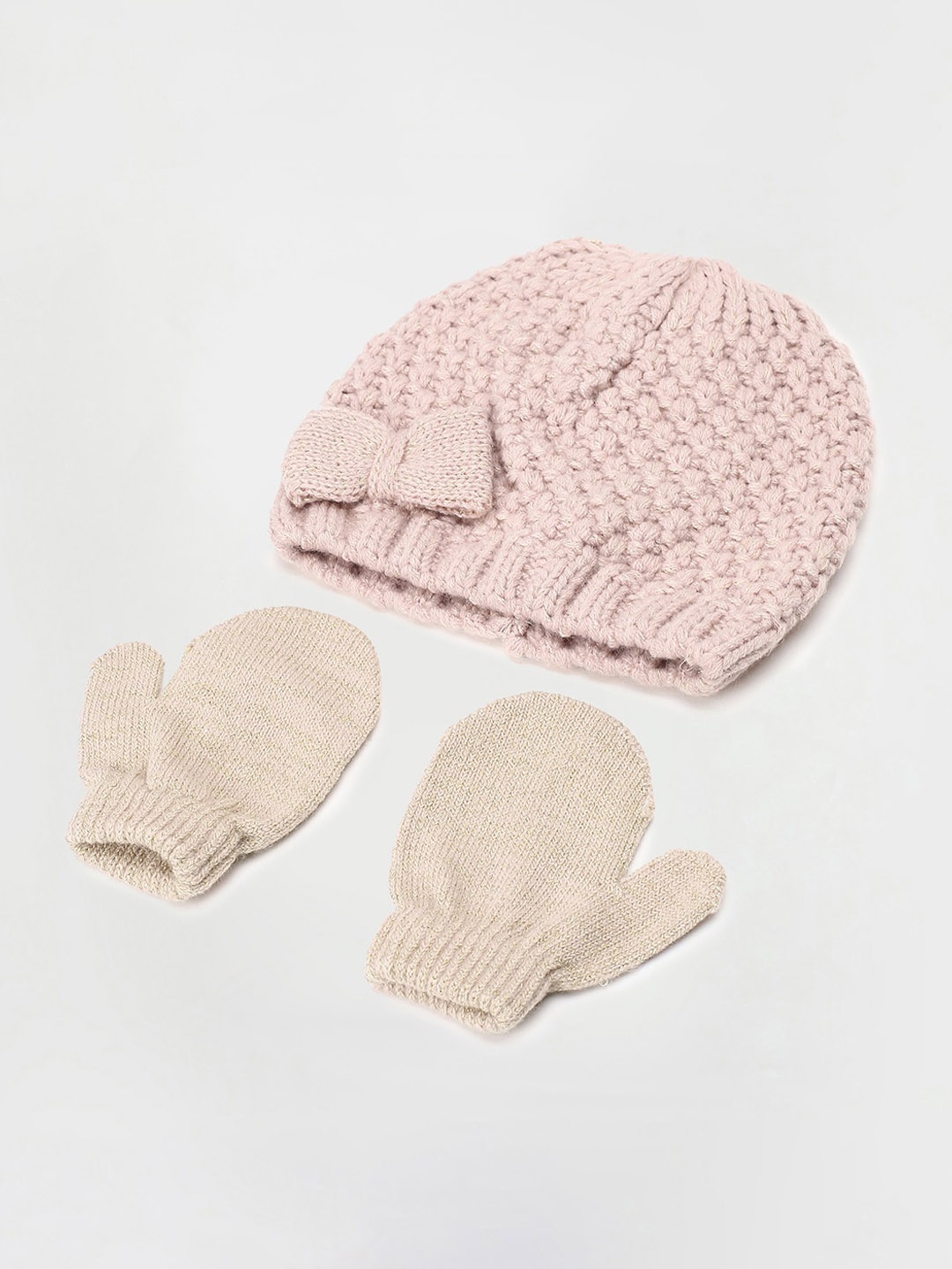 

max Girls Pack Of 2 Acrylic Mittens With Beanie, Nude