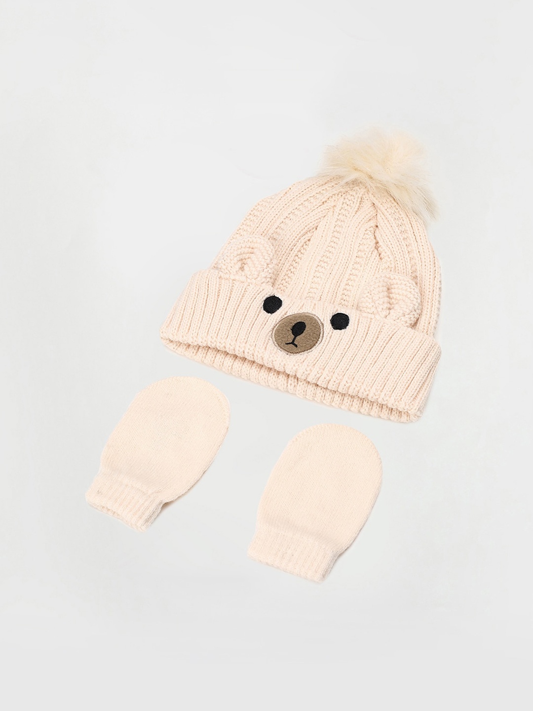 

max Boys Pack Of 2 Knitted Beanie & Mitten Set, Beige