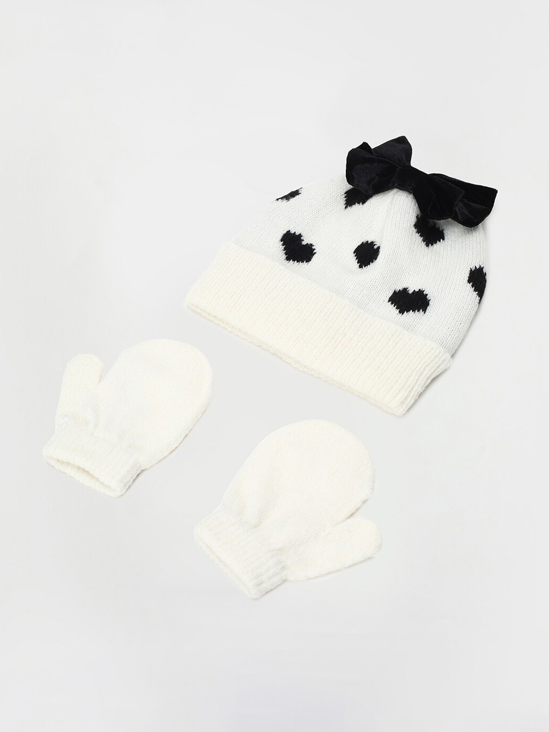 

max Girls Patterned Mittens With Cap, White