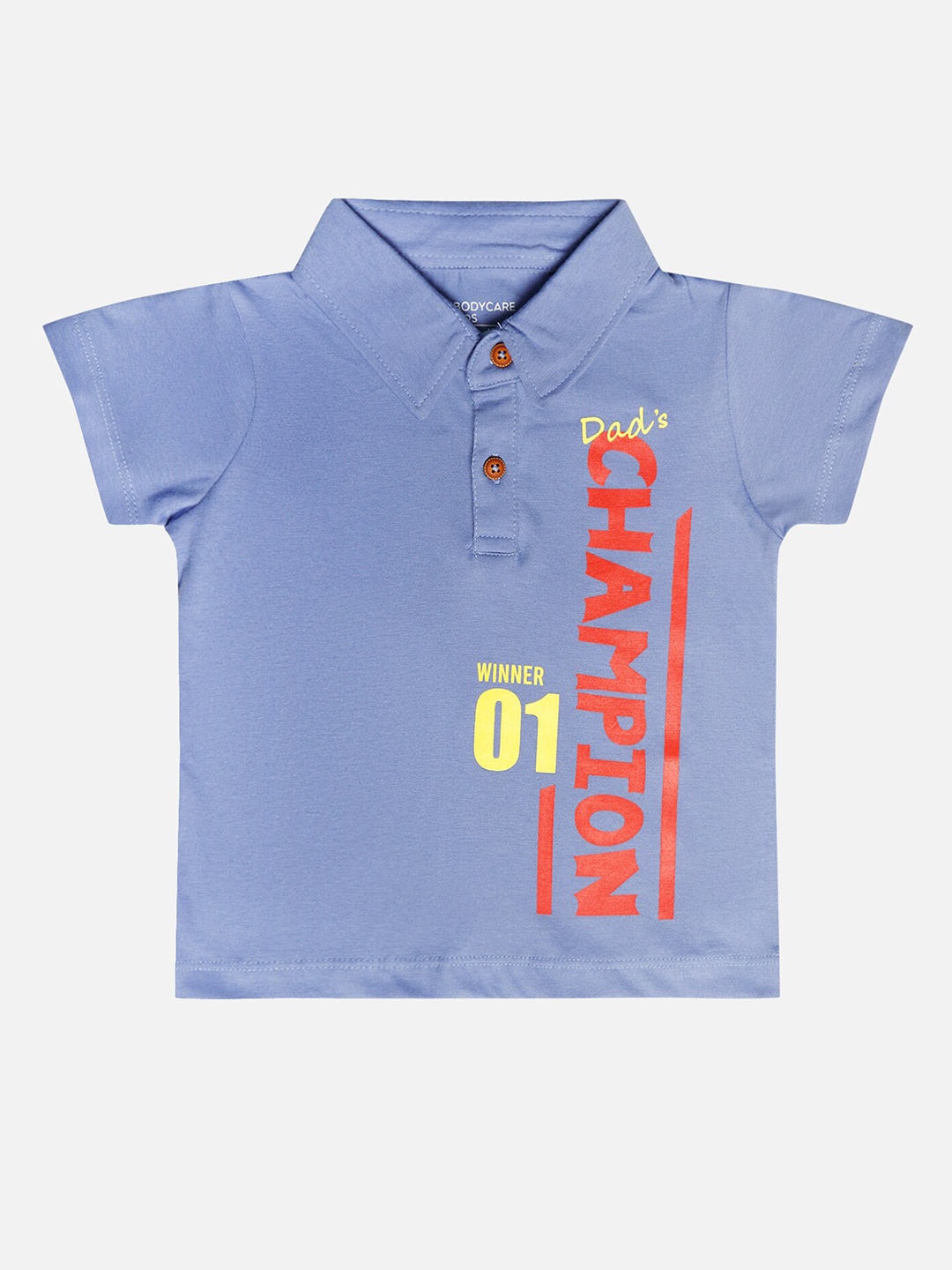 

Bodycare Boys Printed Cotton Polo Collar Short Sleeves Applique T-shirt, Lavender