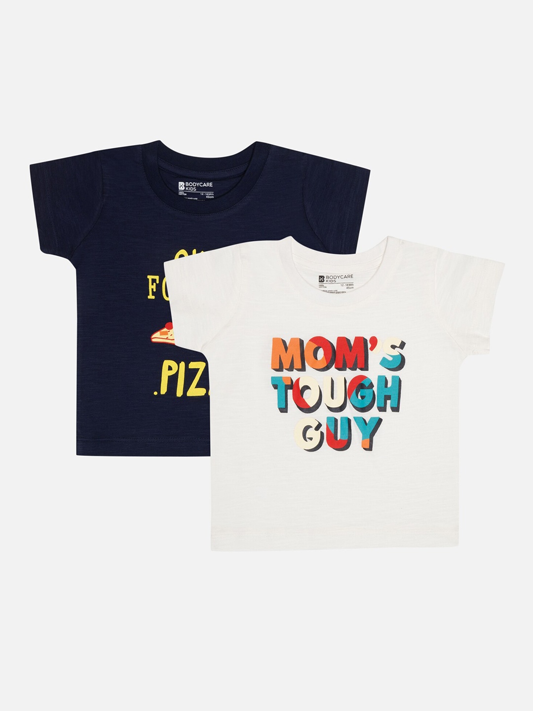 

Bodycare Boys Pack Of 2 Typography Round Neck Short Sleeves Applique Cotton T-shirt, Navy blue