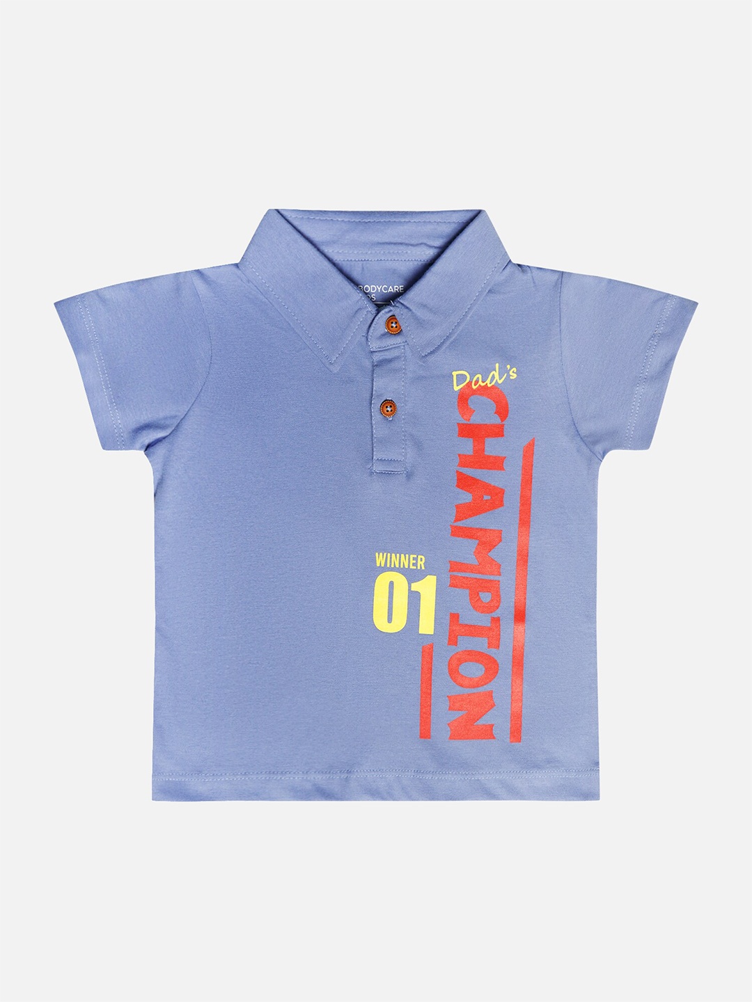 

Bodycare Boys Typography Printed Polo Collar Short Sleeves Applique Cotton T-shirt, Lavender