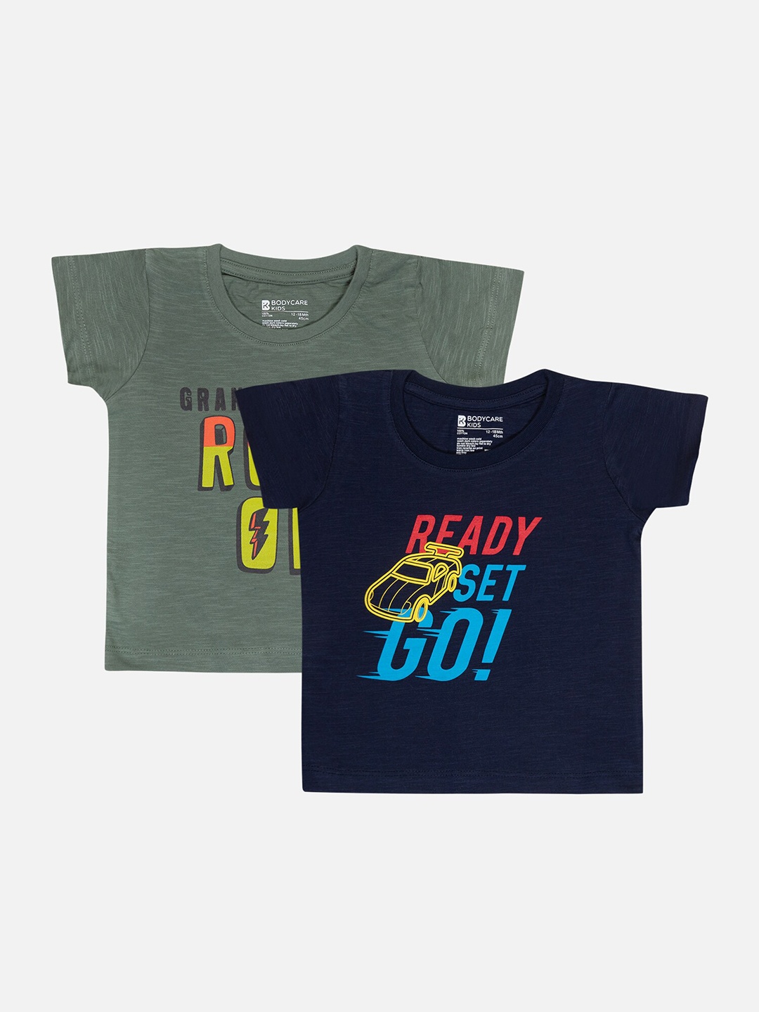 Bodycare Boys Pack Of 2 Typography Printed Cotton T-shirts, Blue