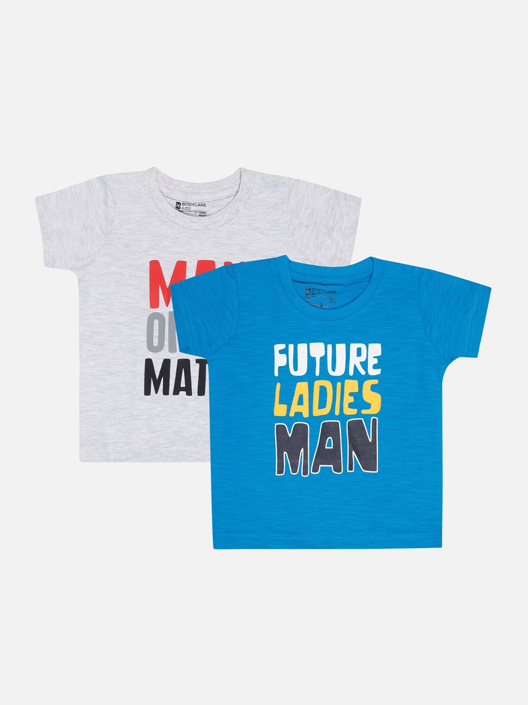 

Bodycare Boys Pack Of 2 Typography Printed Cotton T-shirts, Grey