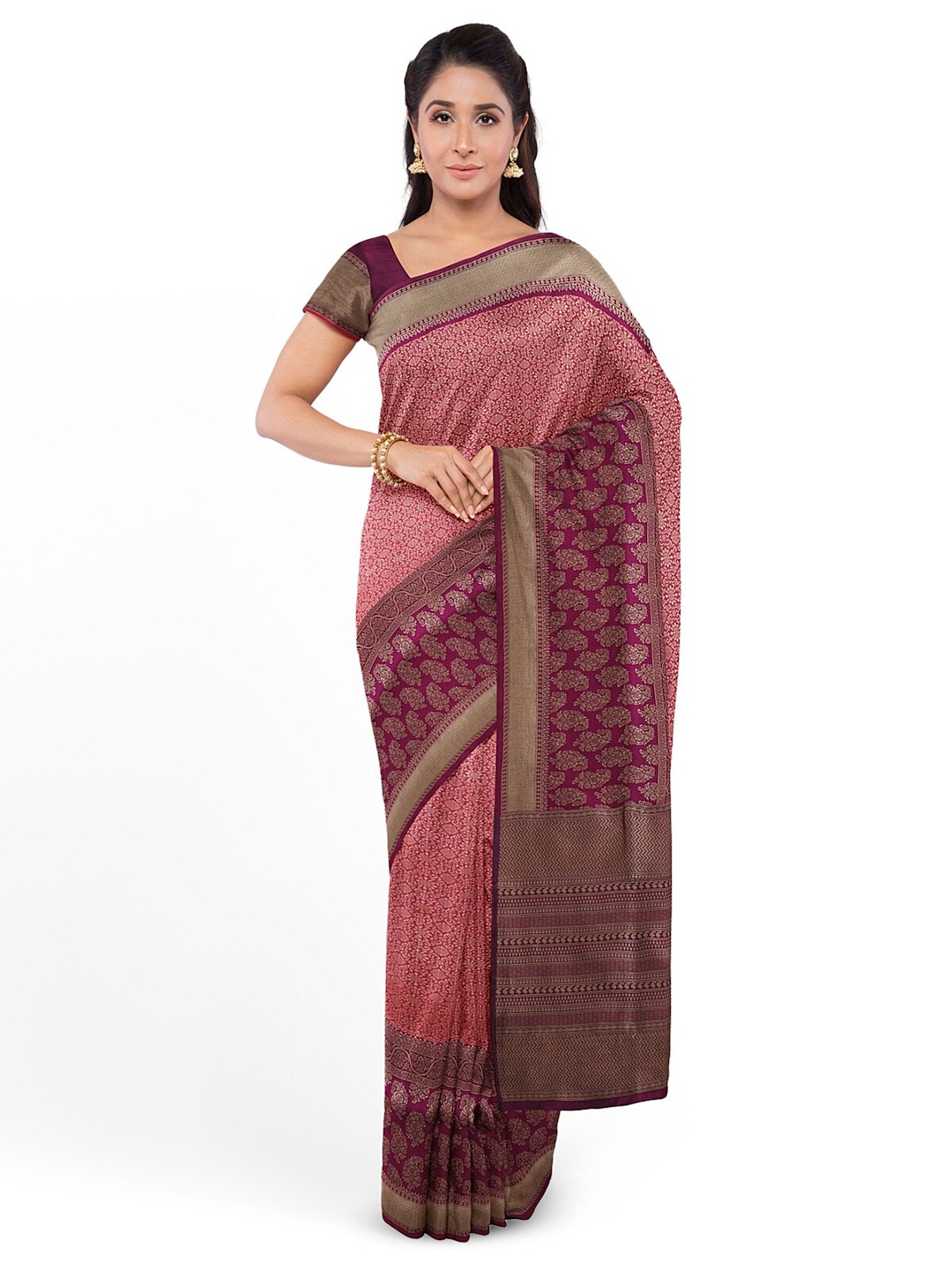 

KALINI Ethnic Motifs Woven Design Zari Art Silk Saree, Red