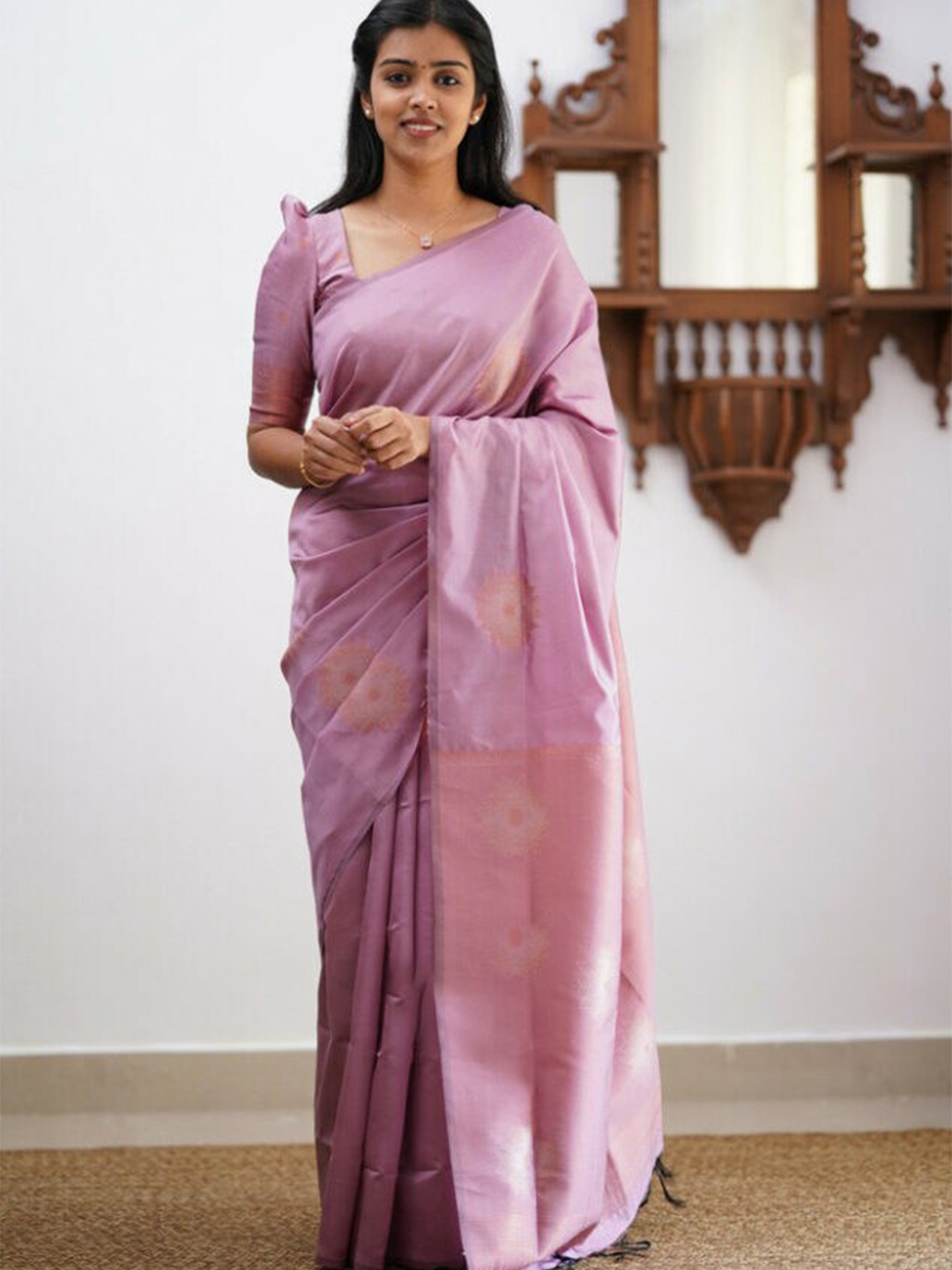 

KALINI Ethnic Motifs Woven Design Art Silk Saree, Pink