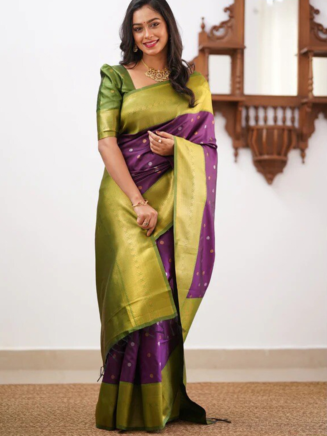 

KALINI Ethnic Motifs Zari Art Silk Saree, Burgundy