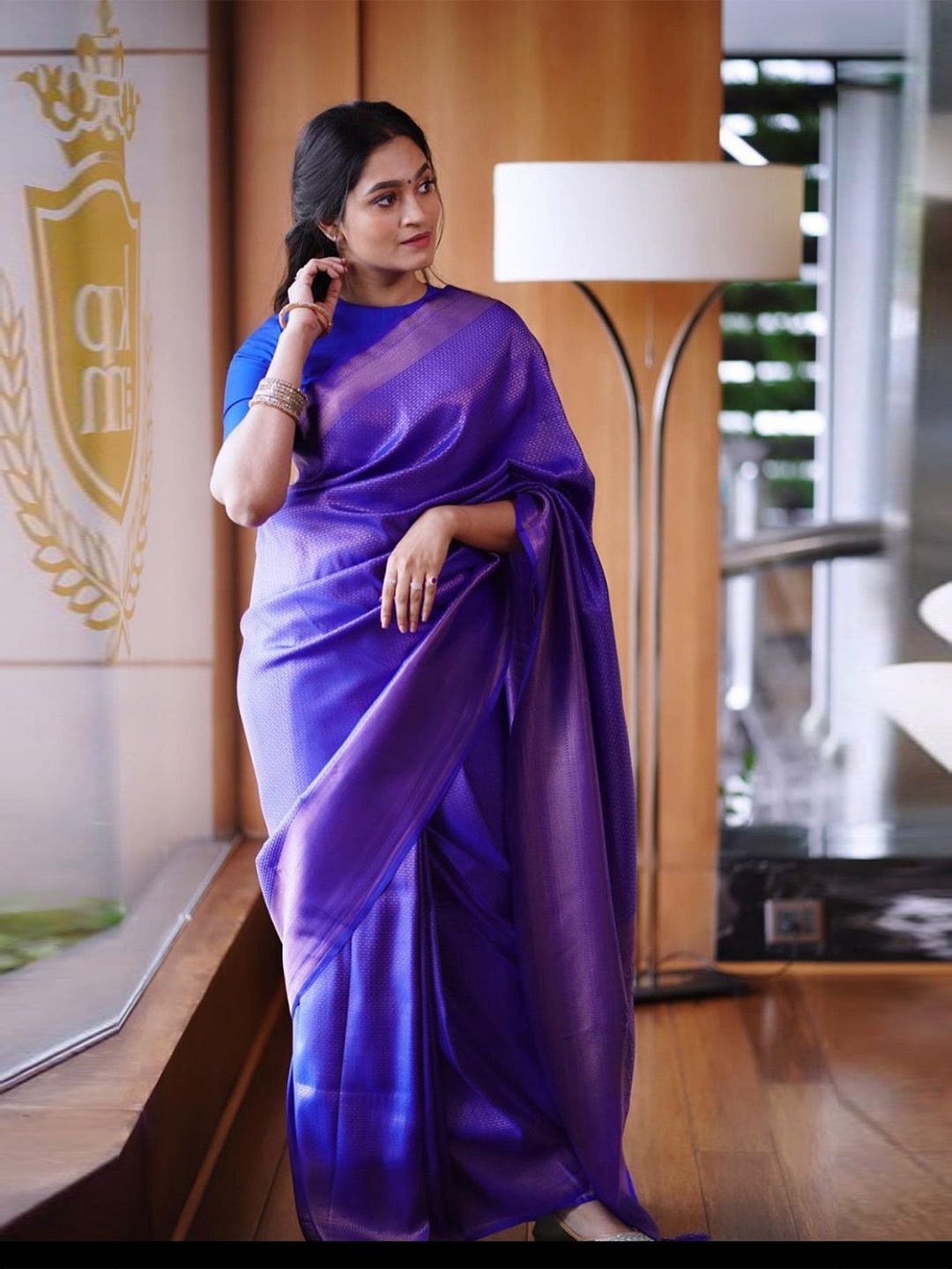 

KALINI Woven Design Zari Saree, Blue