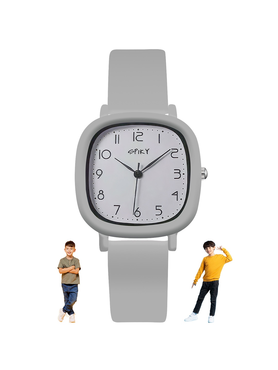 

Spiky Kids Square Dial Analogue Watch SPKEVA19_GRY, Grey