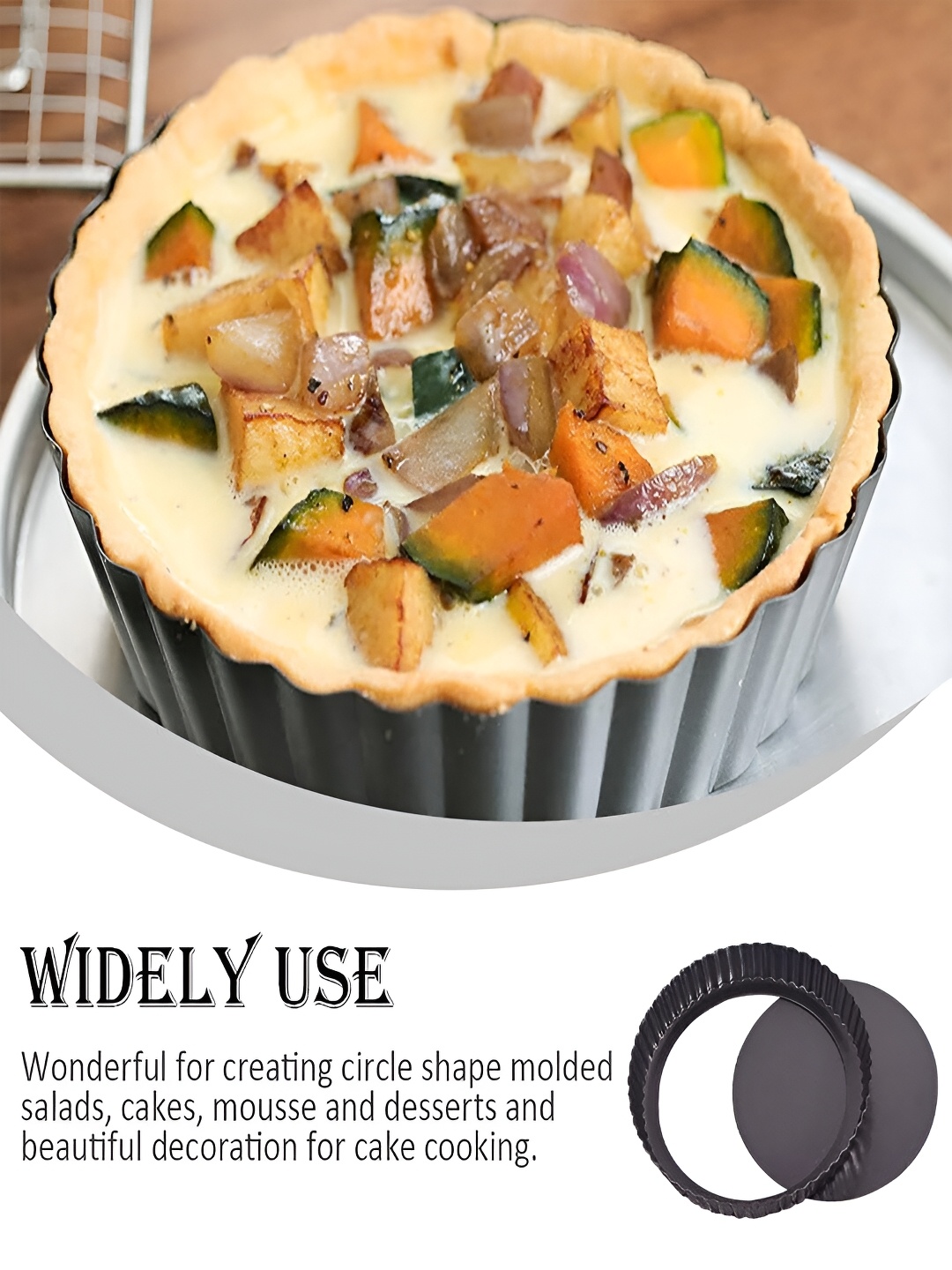

Kuber Industries Black Carbon Steel Removable Tart Pan
