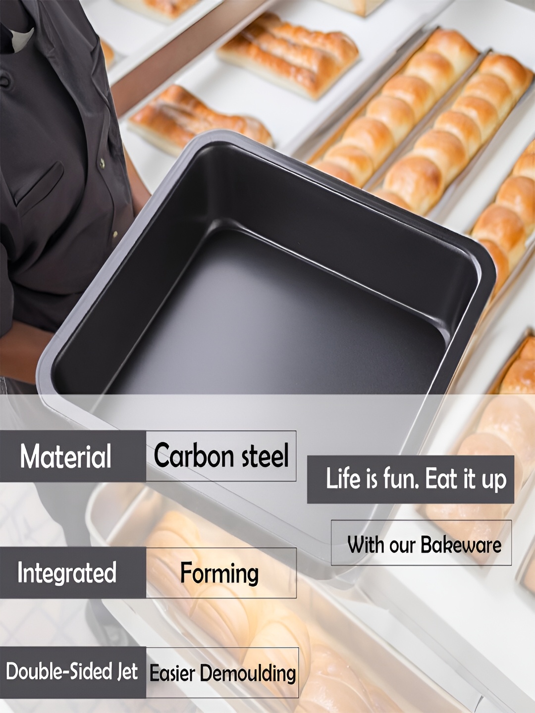 

Kuber Industries Square Bakeware Cake Pan, Black