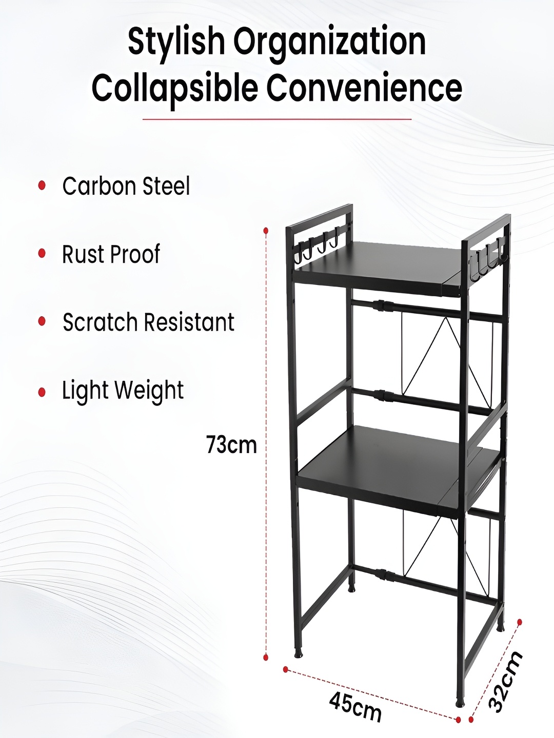 

Kuber Industries Black Wooden Kitchen Counter Shelf Organizer