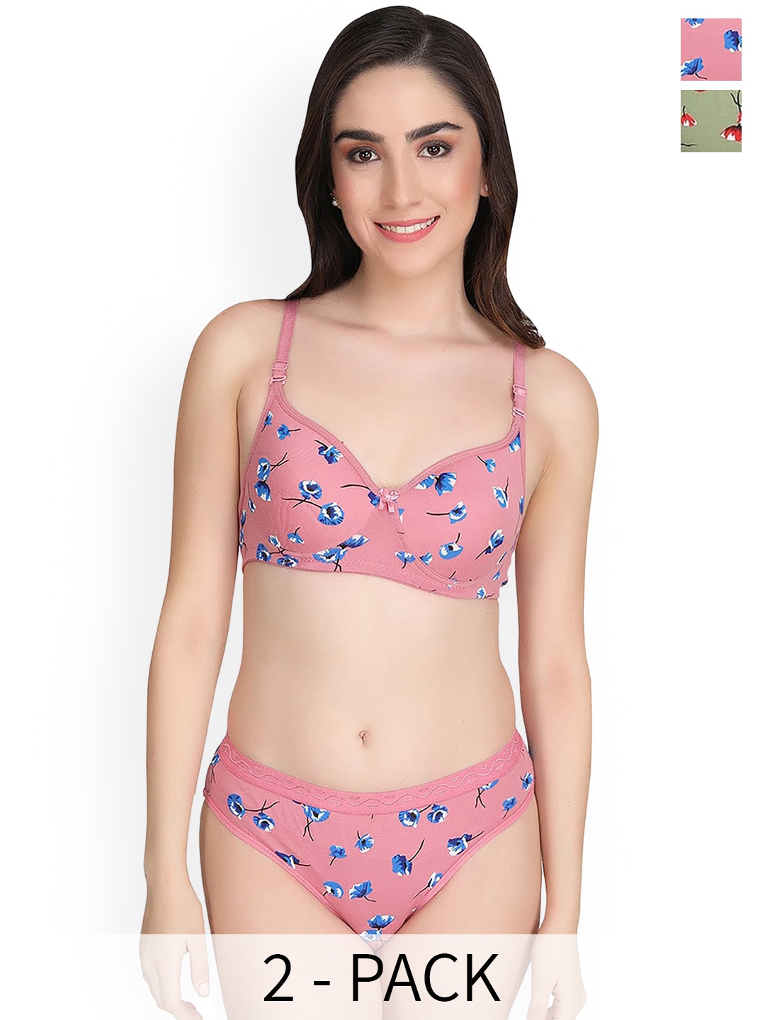 

In-Curve Pack Of 2 Cotton Brief Lingerie Set, Pink