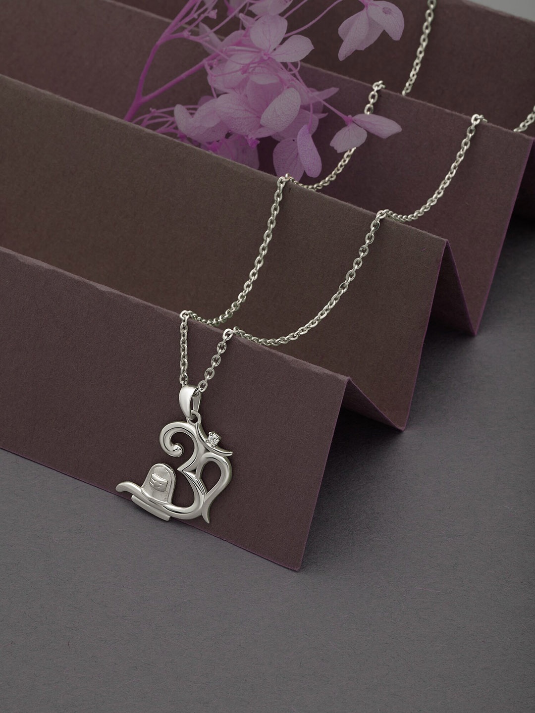

SILBERRY Rhodium-Plated Contemporary Pendants with Chains, Silver