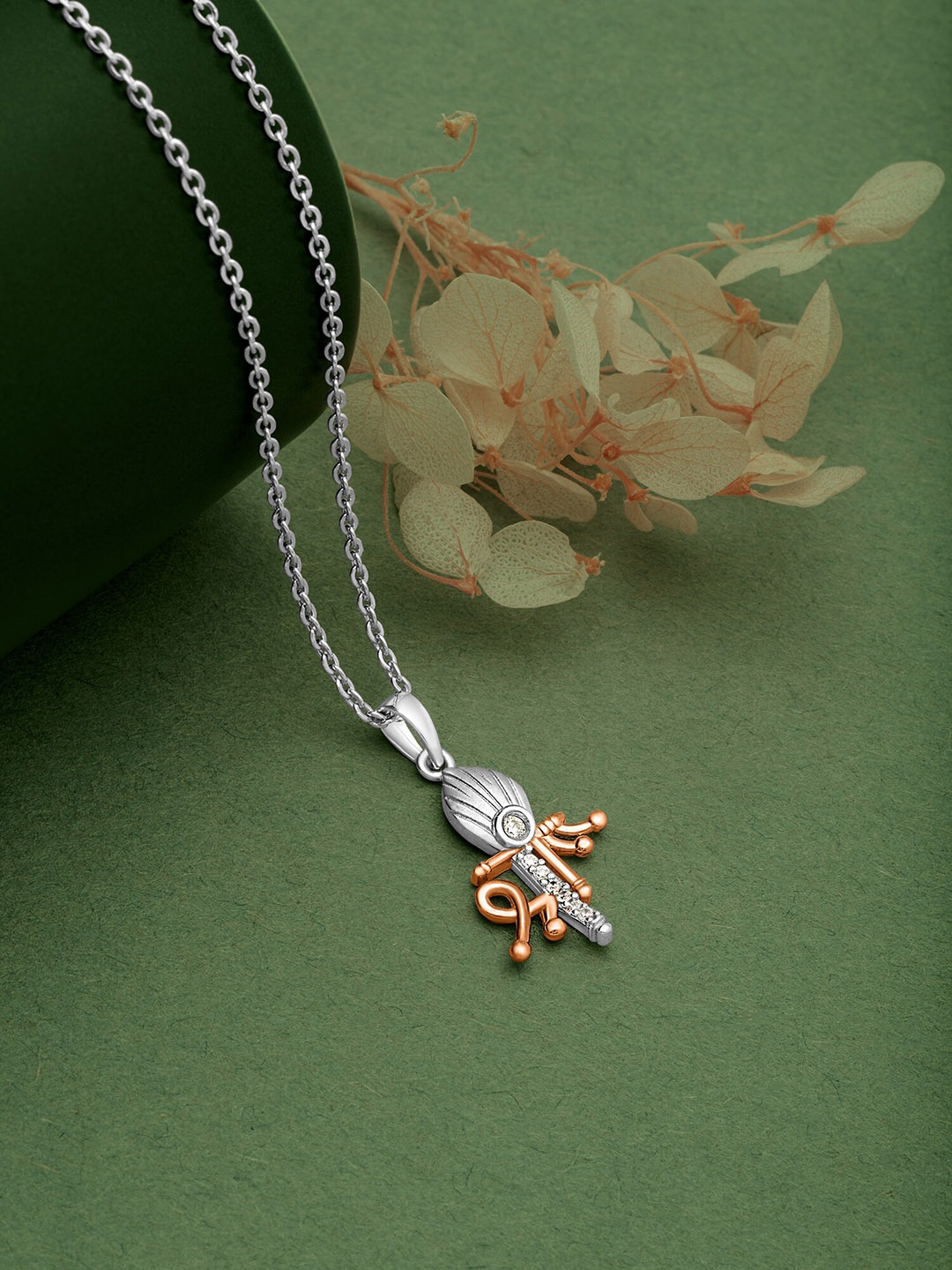 

SILBERRY 92.5 Sterling Silver Two-Toned Rose Gold-Plated Pendant with Chain