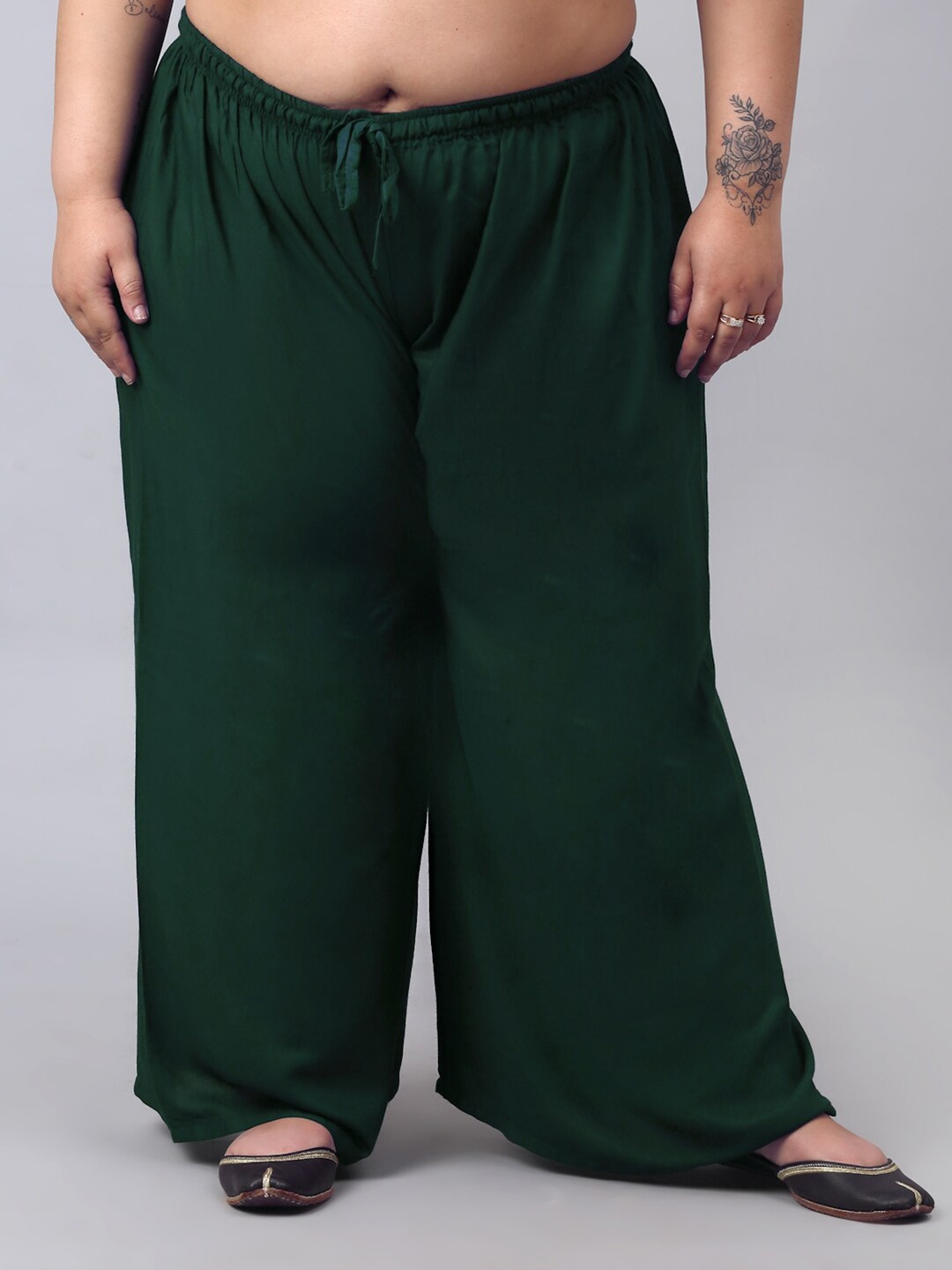 

Trend Level Plus Size Flared Palazzos, Green