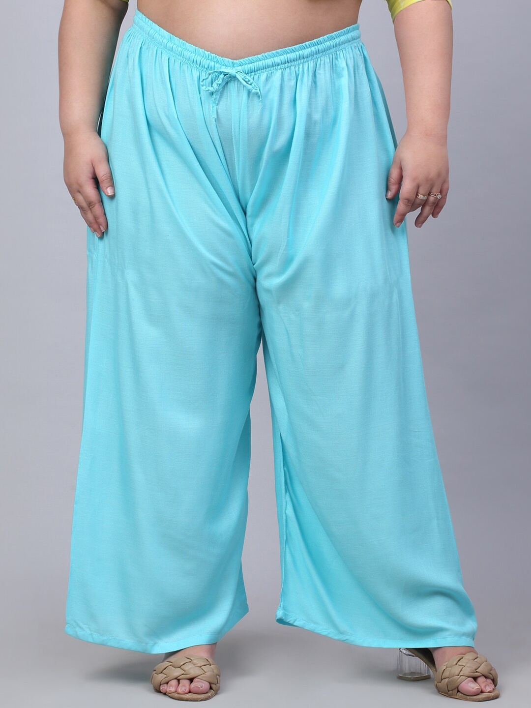 Trend Level Women Mid-Rise Palazzos, Turquoise blue