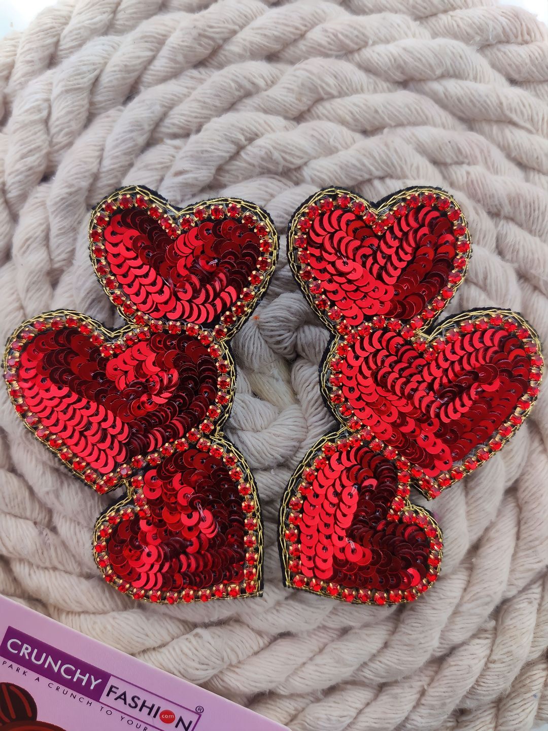 

Crunchy Fashion Heart Shaped Drop Earrings, Red