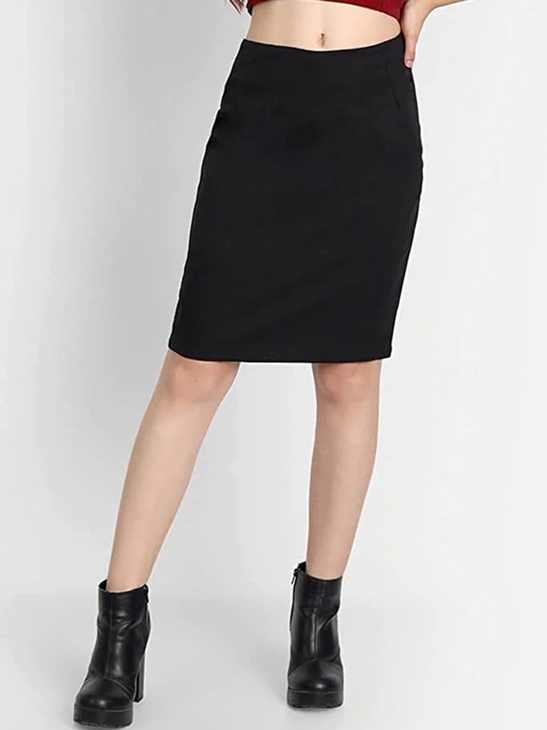 

BELAVINE Pencil Above Knee Length Skirt, Black