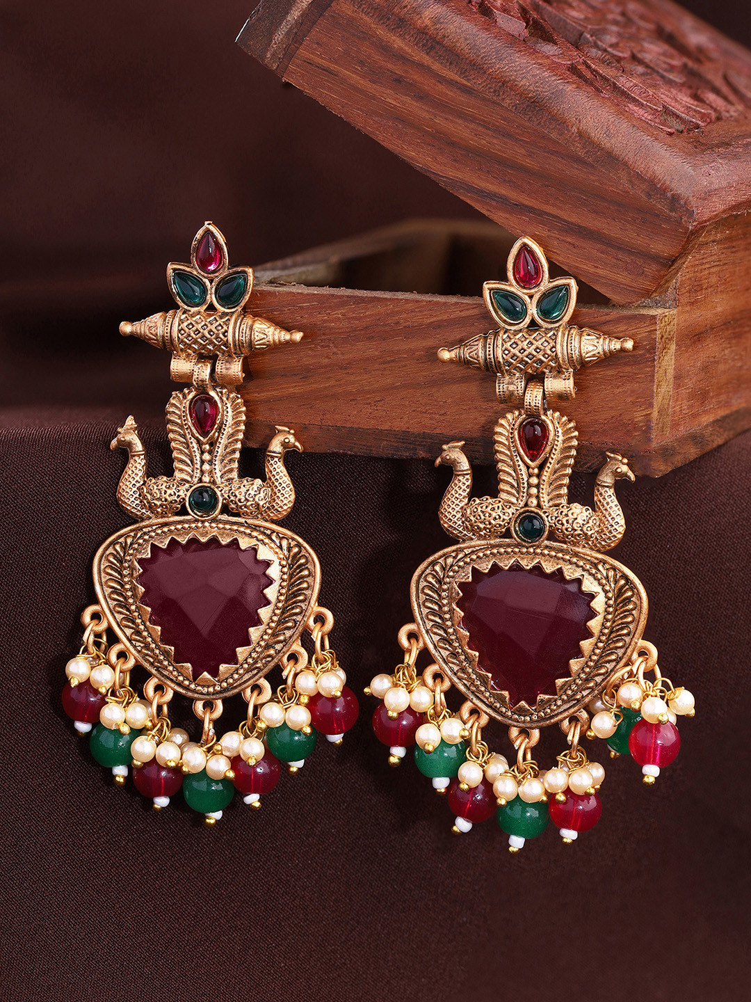 

Priyaasi Gold-Plated Contemporary Drop Earrings
