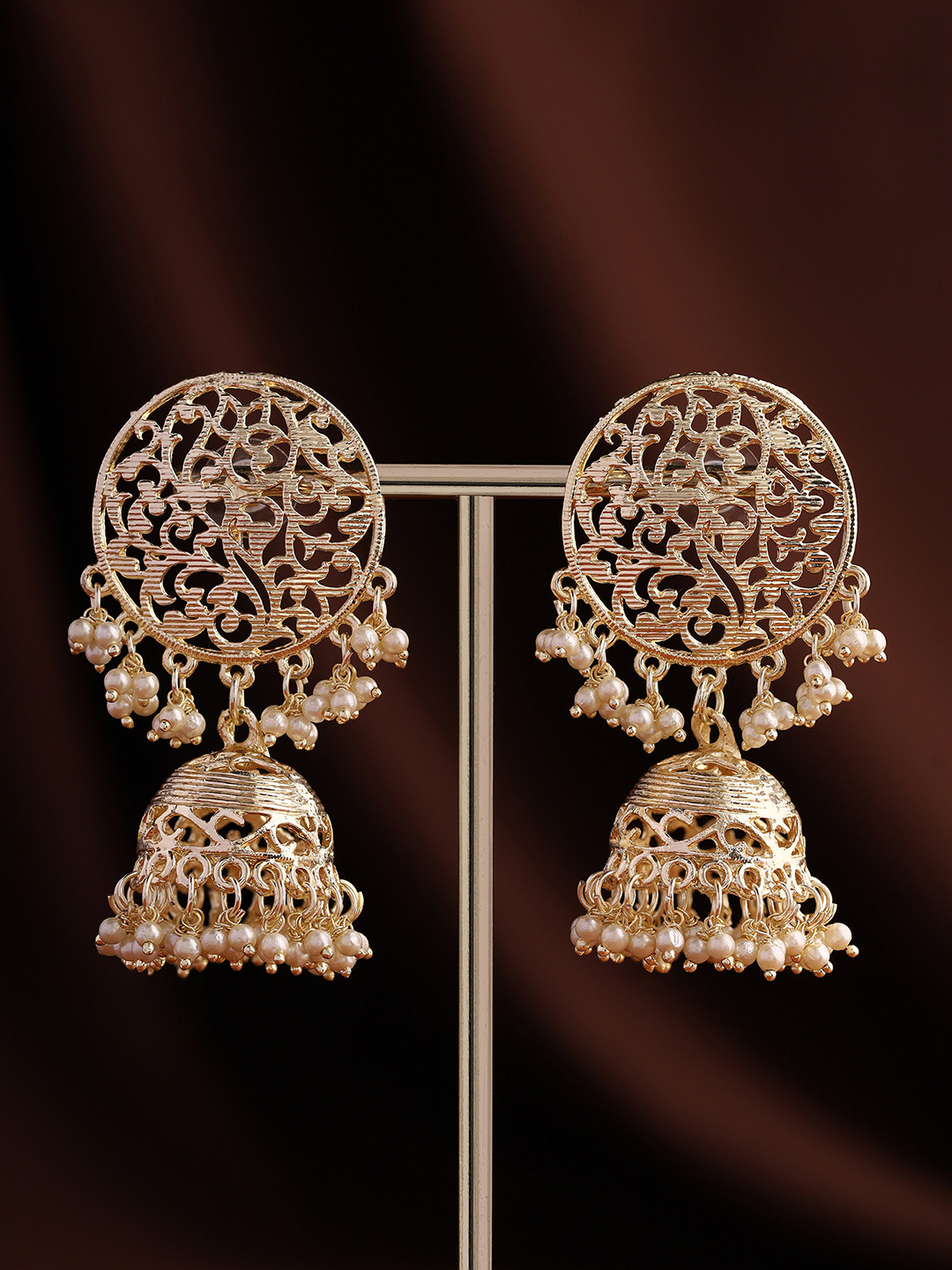 

Priyaasi Gold-Plated Beads Beaded Dome Shaped Jhumkas