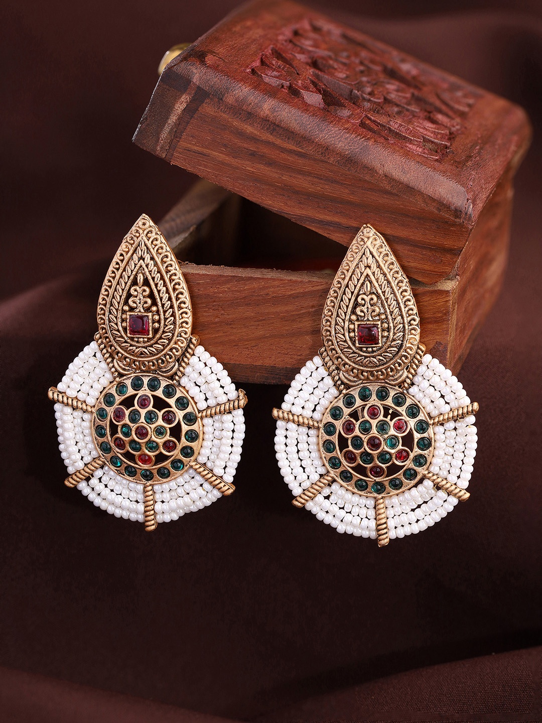 

Priyaasi Gold-Plated Contemporary Drop Earrings