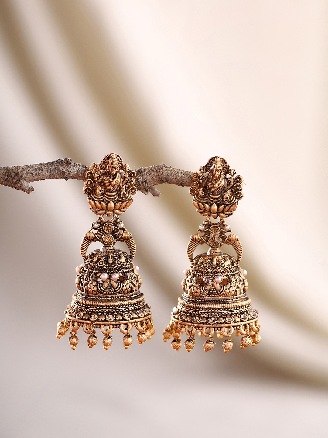 

Priyaasi Gold Plated Dome Shaped Temple Jhumkas