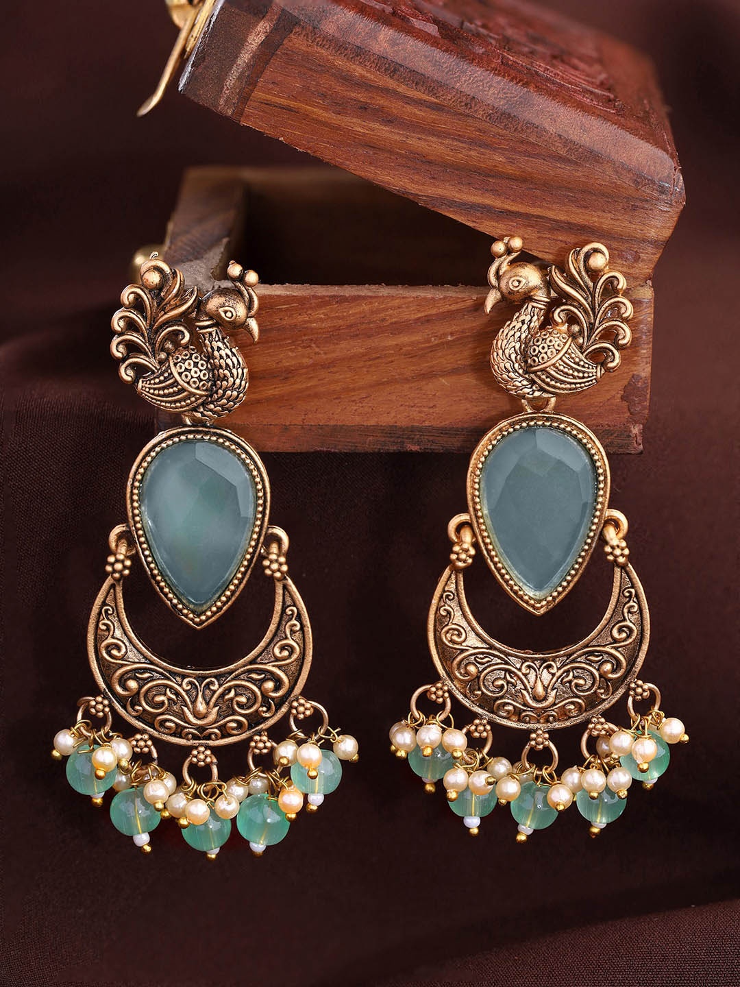 

Priyaasi Gold-Plated Contemporary Drop Earrings