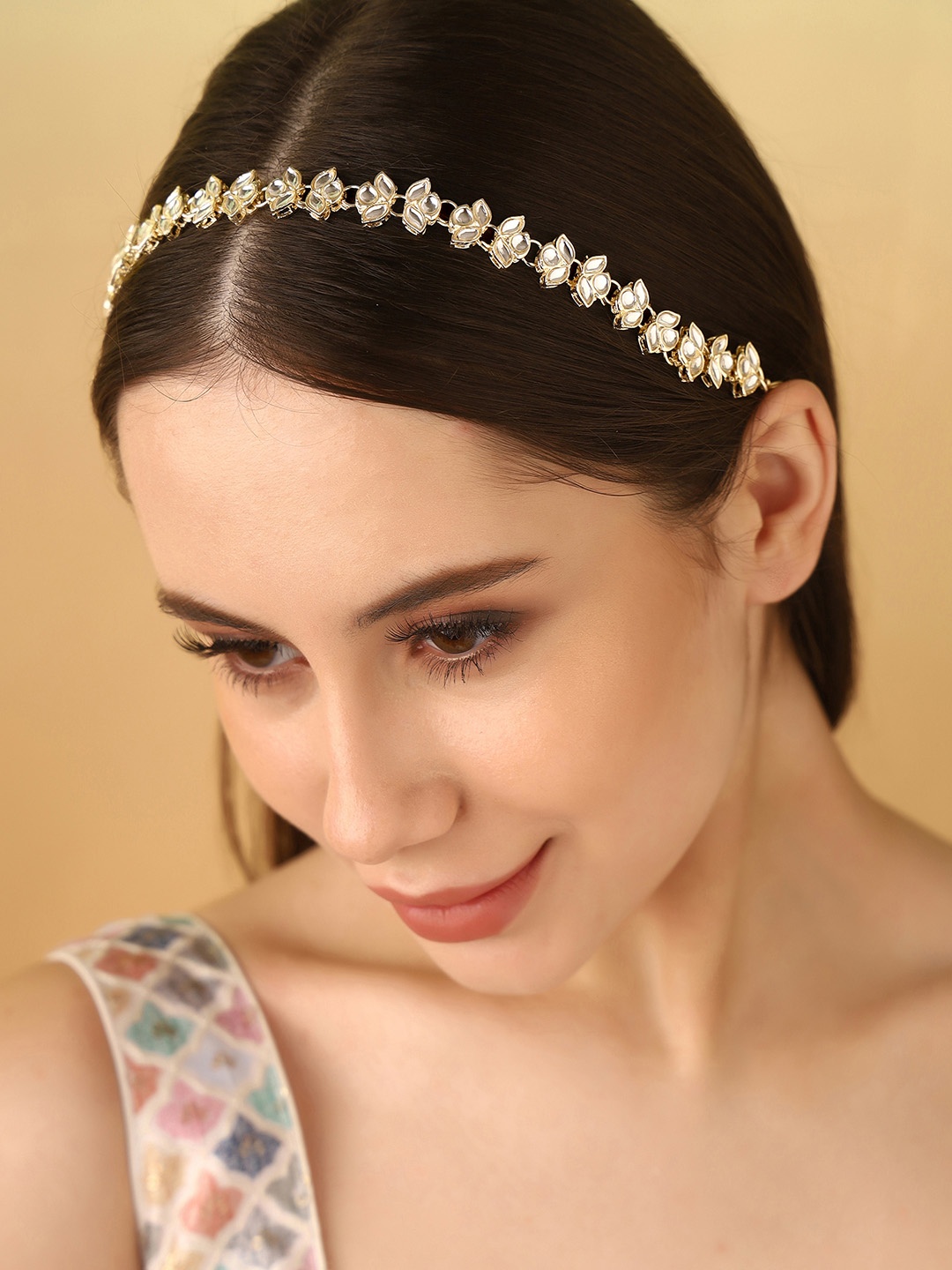 

Priyaasi Embellished Kundan Studded Tiara, Gold