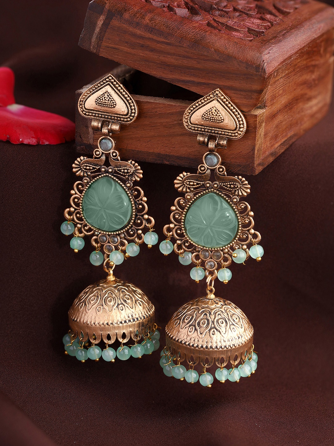 

Priyaasi Gold-Plated Contemporary Jhumkas, Green