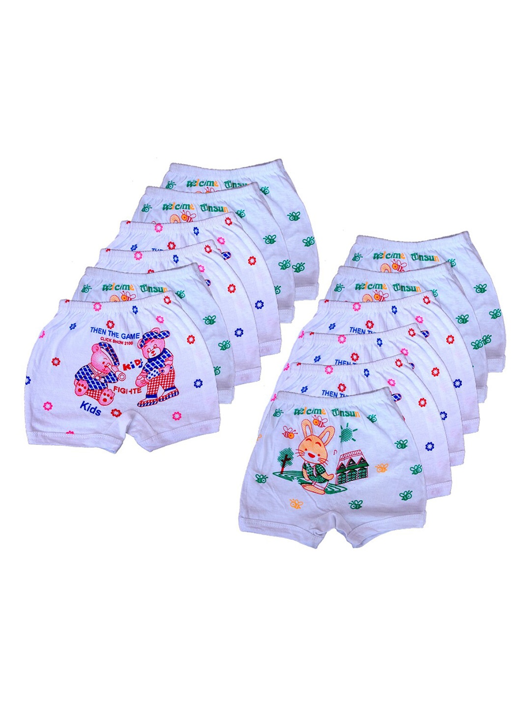 

BAESD Kids Pack Of 12 Printed Cotton Basic Briefs, White