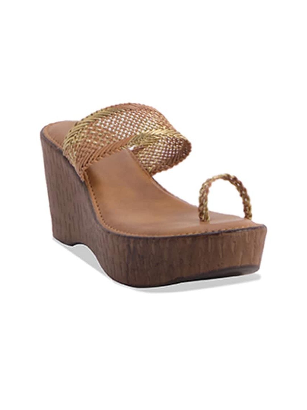 

ERIDANI Embellished Open Toe Wedge Heels, Gold