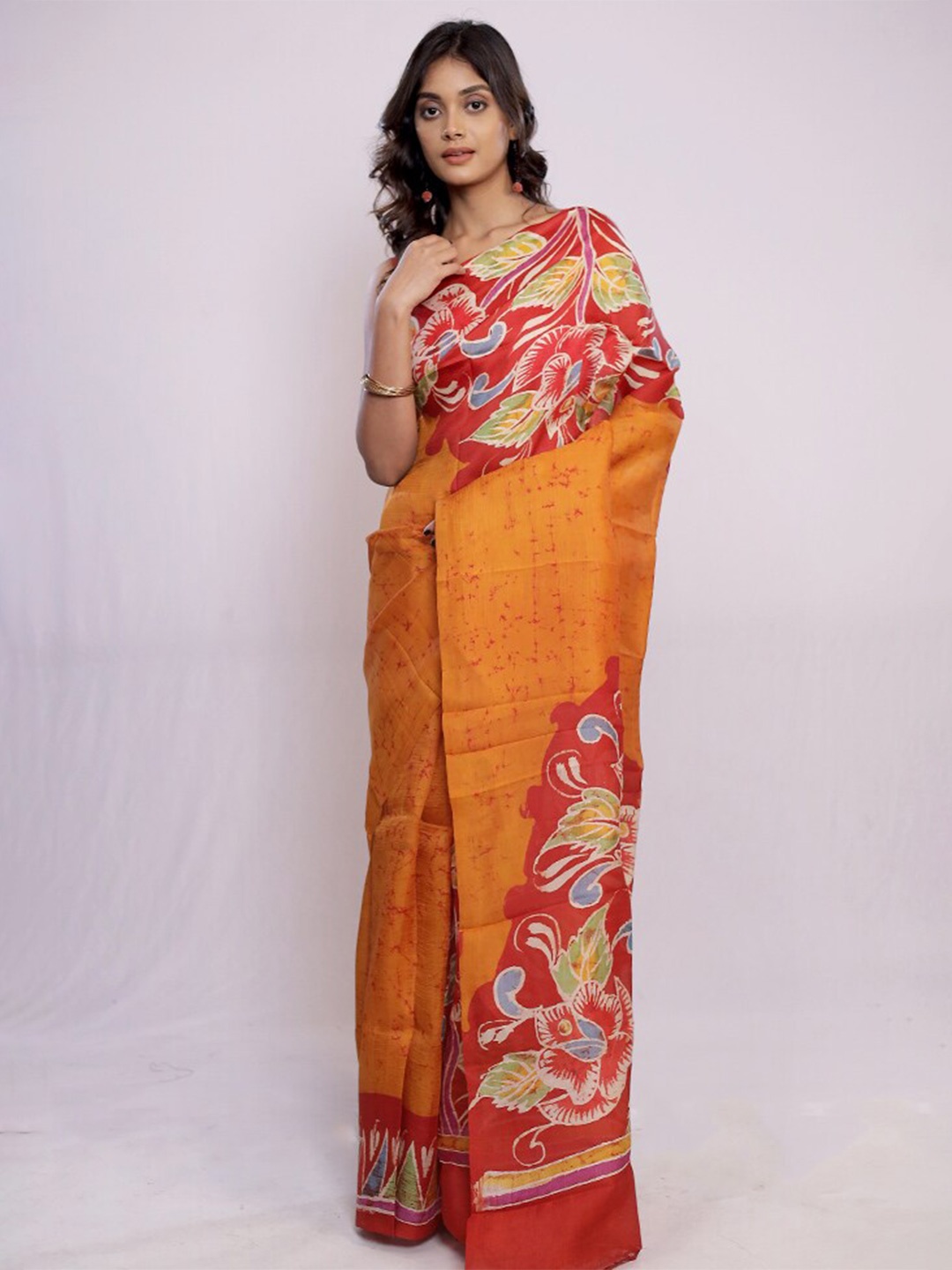 

AllSilks Ethnic Motifs Pure Silk Ikat Saree, Yellow