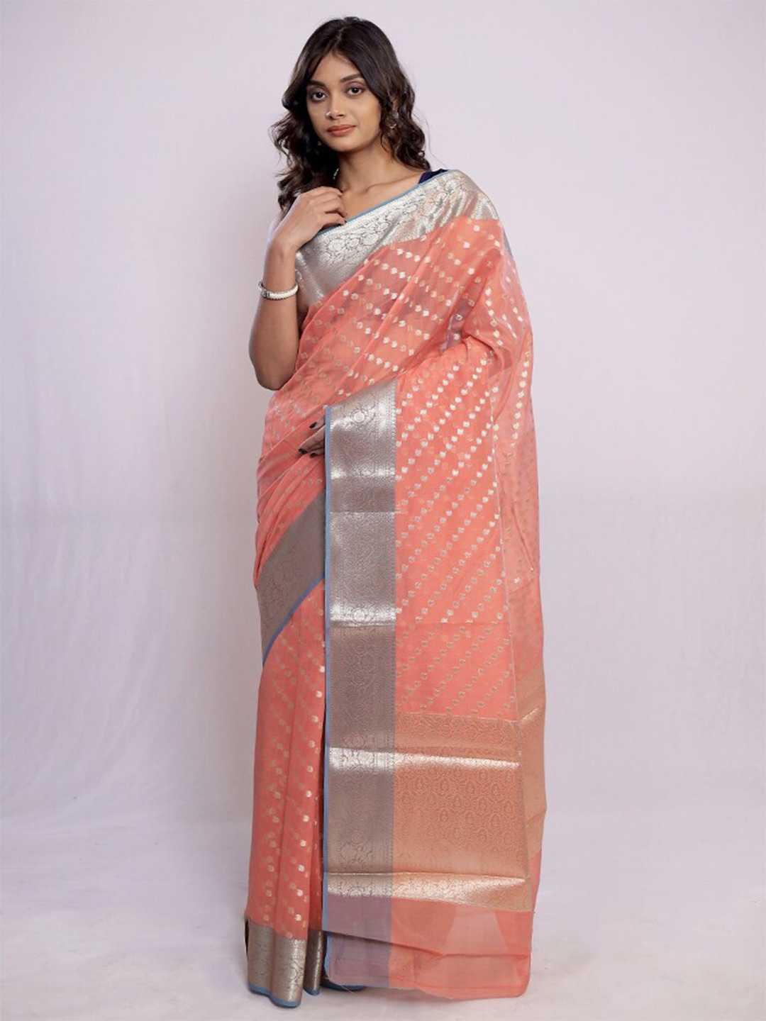 

AllSilks Ethnic Motifs Zari Pure Silk Murshidabad silk Saree, Pink