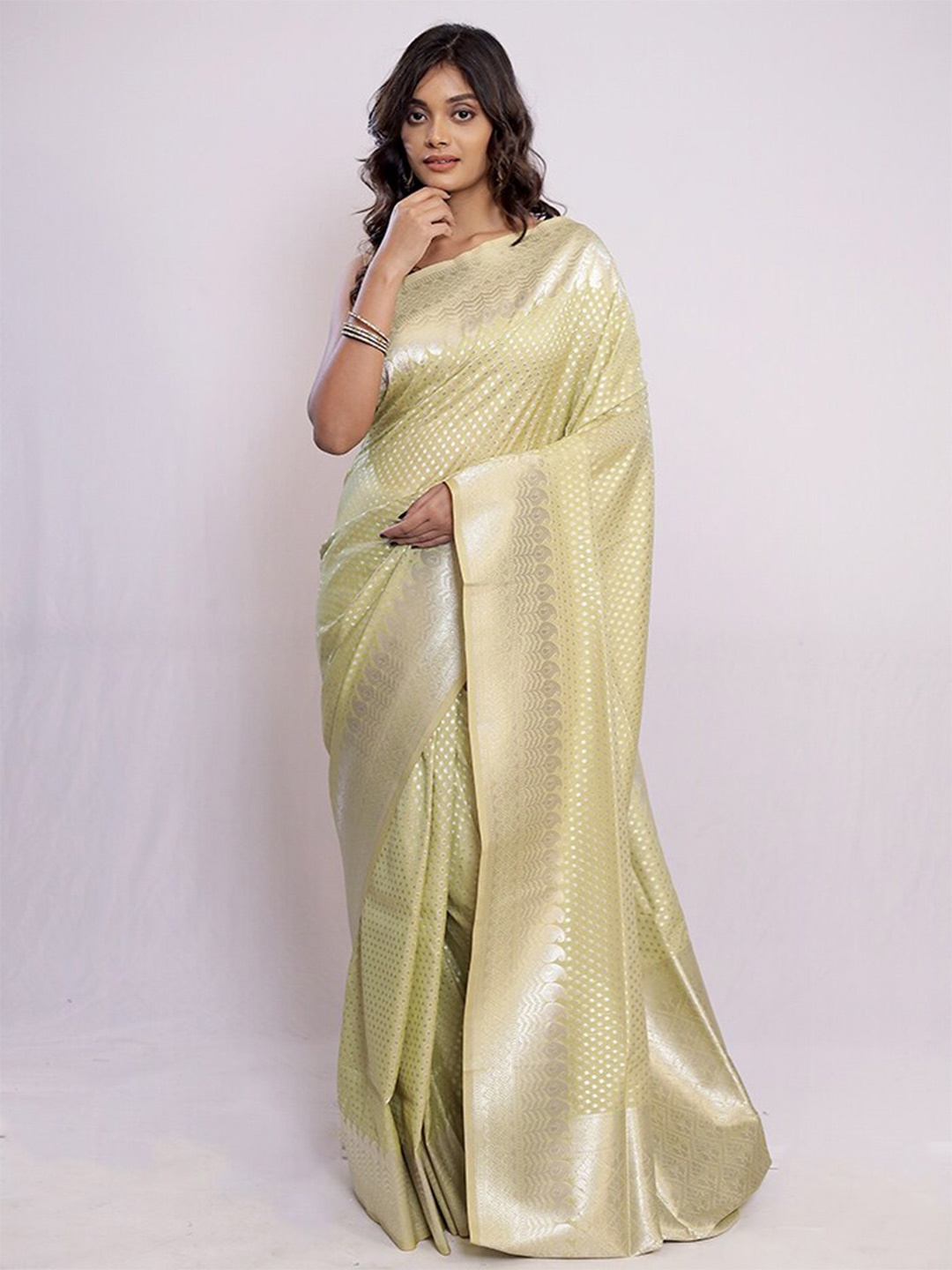 

AllSilks Woven Design Ethnic Motifs Zari Pure Silk Uppada Saree, White