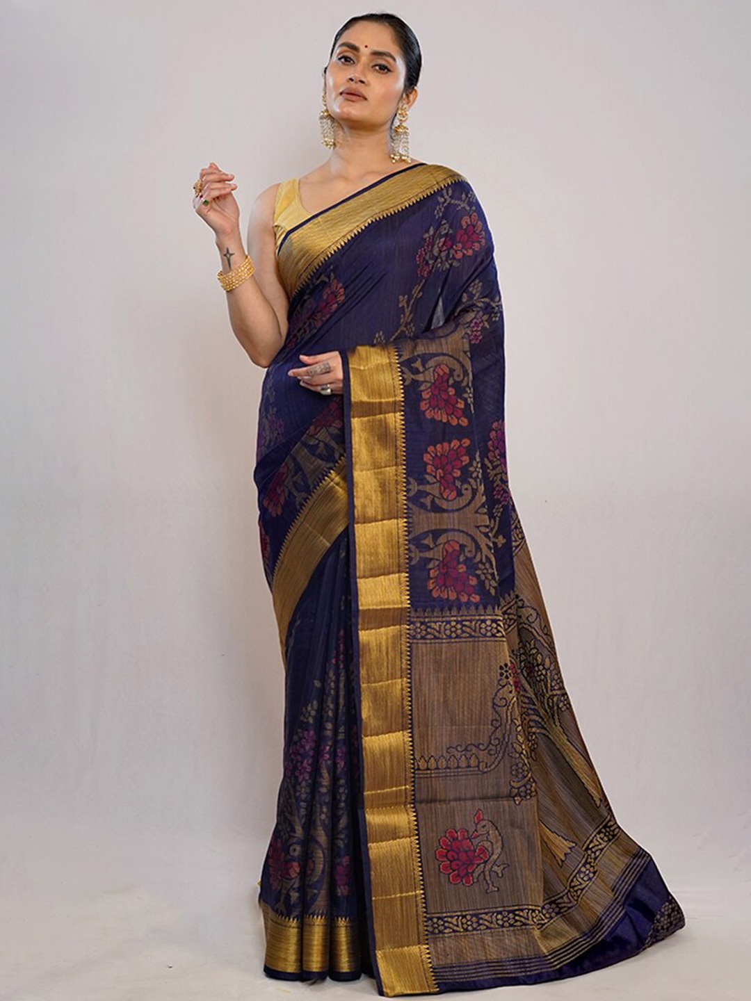 

AllSilks Woven Design Zari Pure Silk Uppada Saree, Blue