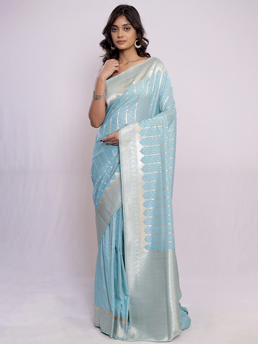 

AllSilks Ethnic Motif Woven Design Pure Silk Zari Saree, Blue