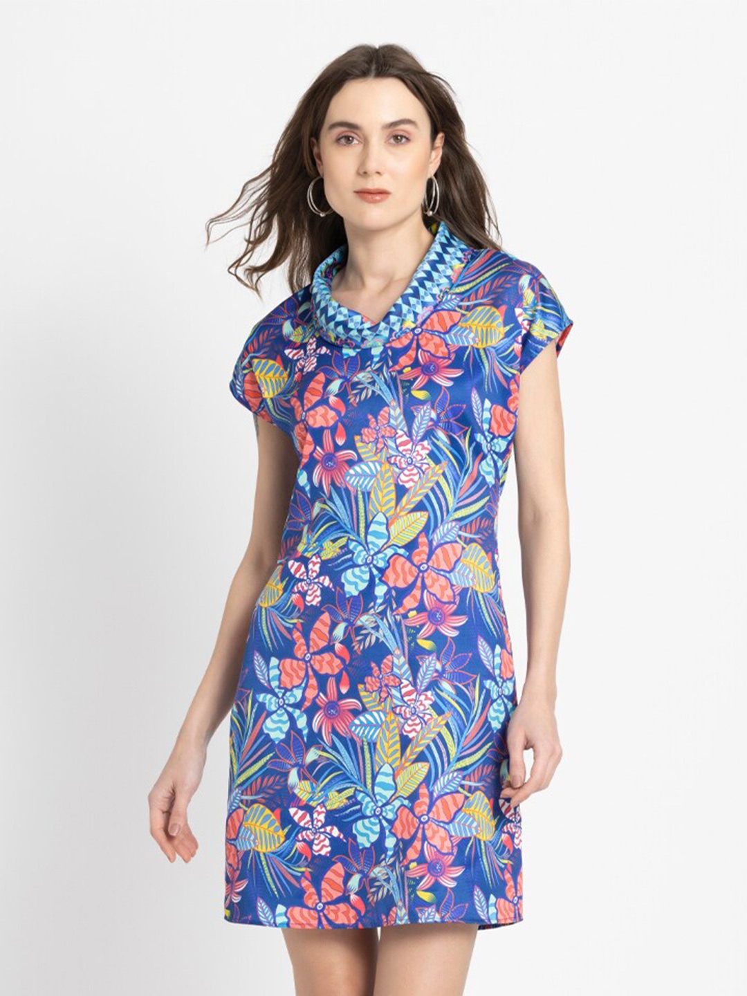 

SHAYE Floral Printed A-Line Dress, Blue