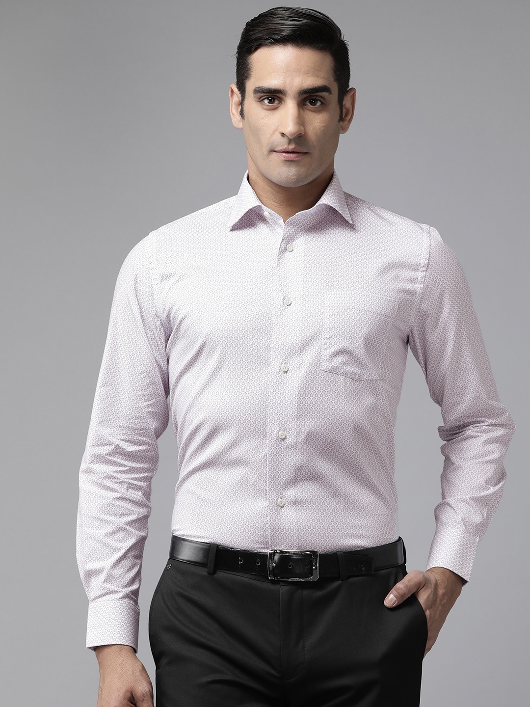 

Blackberrys Pure Cotton India Slim Fit Printed Formal Shirt, White