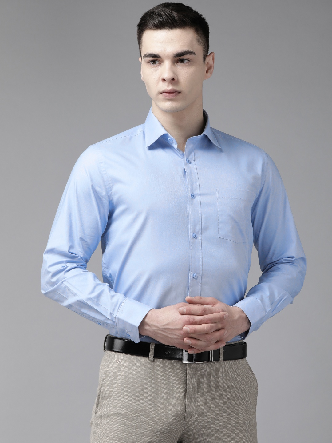 

Blackberrys Men Slim Fit Pure Cotton Formal Shirt, Blue