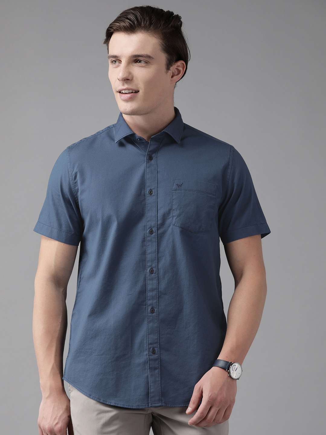 

Blackberrys Men Slim Fit Pure Cotton Casual Shirt, Blue