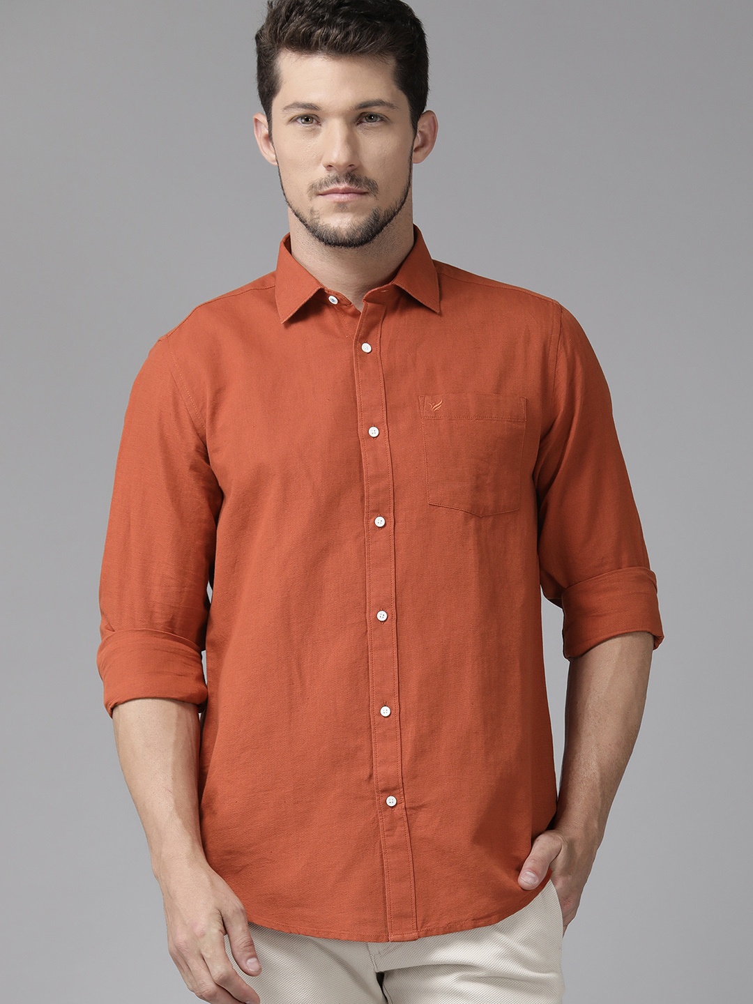 

Blackberrys Slim Fit Opaque Cotton Casual Shirt, Rust