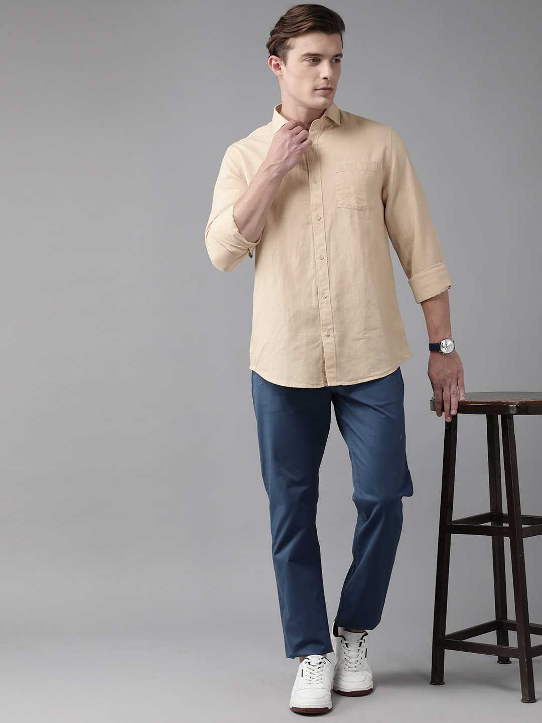 

Blackberrys Cotton Linen India Slim Fit Casual Shirt, Beige