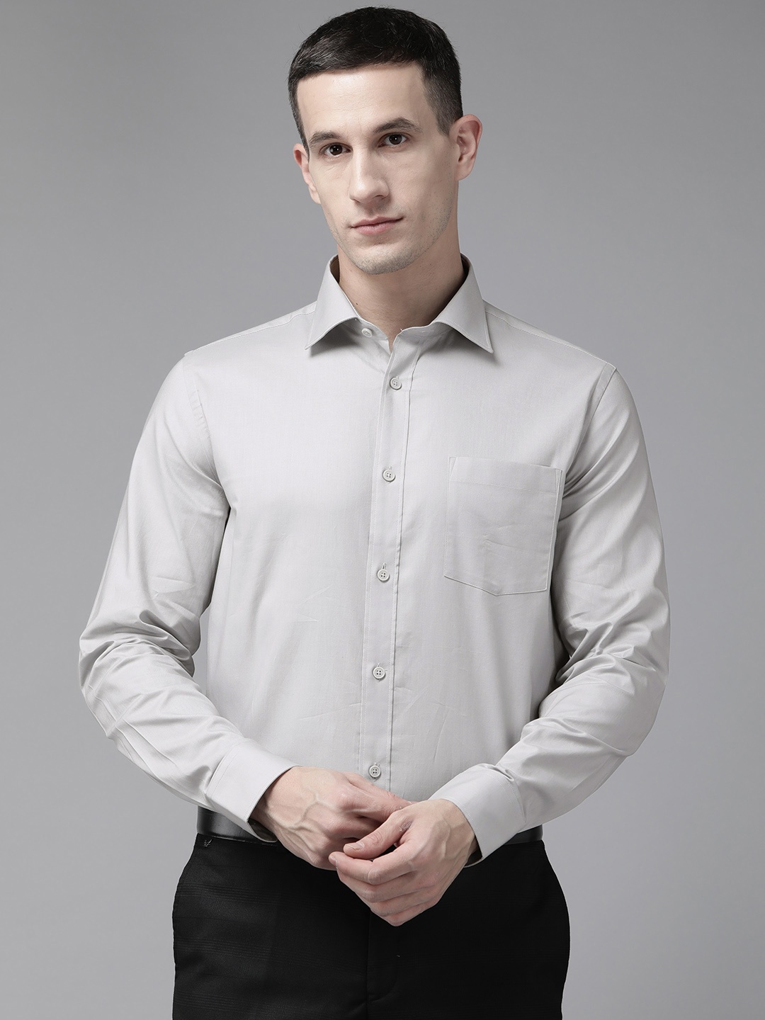 

Blackberrys Cotton Slim Fit Opaque Formal Shirt, Grey